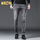 NKDH Luxury Brand Jeans's Spring, осенняя и зимняя новая эластичная бизнес -стройные брюки 1049 серые 28