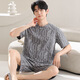 Miduoxuan 2024 Sportstil Koreanische Version von Modal Pyjamas Men Round Hals kurzärmelig Pullover Sommer Plus Size Home Clothing Set 9712 One Size L. L.