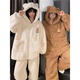 Rich Couple Bear Pajamas Women's Autumn and Winter Coral Velvet Flannel Men's Winter Hooded Thickened Home Clothes Set XY Velvet #66743 Male L (Weight 95-120