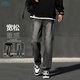 Dingfengbaoluo American jeans men's autumn high street straight loose trendy brand boys wide-leg trousers DFS05 black gray 2XL
