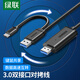 绿联USB/Type-C3.0双接口对拷线 公对公电脑数据互传连接线共享鼠标键盘免驱适用笔记本台式机2米90212