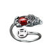 QUAMER gold store style partial wealth ring Pixiu women's S925 sterling silver open index finger men's and women's wealth-gathering and transfer guard Pixiu ring (live mouth adjustable)