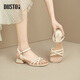 Dadong DUSTO Dadong strap sandals women's shoes 2024 summer new fashion cute simple thick heel square heel 1048 black 36