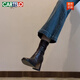 Botas delgadas negras del cartelo franco TOE cuadrado Tacón grueso Tacón alto Boots elásticos 2025 Nuevas botas cortas de primavera y otoño para que las botas para mujeres se vean delgadas y temperamento negro 38