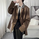 An Chuxia dk uniform men's casual suit a loose suit spring and autumn college style small blazer student class uniform trend brown suit + black trousers + white shirt + tie XL