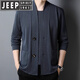 JEEP SPIRIT brand new spring and autumn fake two-piece knitted cardigan men's casual round neck jacket cardigan Korean style fashion camel 165/M