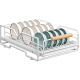 Wanyuanqi bowl rack drain rack home cabinet built-in double-layer drain cupboard kitchen dishes dishes tableware pull-out bowl basket [white large bowl rack] can hold 24 bowls (stable