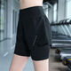 仙僖俫女士骑行裤假两件高腰大码防走光瑜伽短裤宽松薄款健身跑步运动 黑色 五·分裤 L