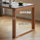 Mesa de piedra de madera sólida de madera genji Mesa de comedor de madera de cerezo moderna Restaurante Mesa de comedor rectangular Combinación de piedra negra pura (1404*854*750 mm)