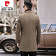 皮尔卡丹（pierre cardin）冬季双面羊绒大衣男中长款加厚鹅绒内胆男士高端羊毛呢外套西装领 黑色 170/M