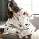 Un pyjamas en coton pur pour les femmes au printemps et en automne à manches longues de grande taille pour les vêtements pour les femmes du printemps et de l'été peut être porté à l'extérieur. Pantalon à manches longues à long terme: 9904 4xl recommandé 160-190jin [Jin est égal à 0,5 kg]