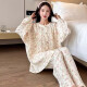 Qiao Yumeng Cotton Cotton Большой размер пижам женский весенний и осень 200 джин [Jin равняется 0,5 кг] жирная мм плюс размер хлопковой пряжи с длинными рукавами.