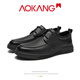 Aokang men's leather shoes 2025 new winter casual business formal wear high-end shoes men's soft sole comfortable British shoes black 41