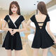 Tangjun Nightclub Sexy Women's Clothing Sleim Nightclub Sexy Dress Massage Massage Short Dress Press Prome Prome Black [726 моделей] L предлагает 100-110JIN [JIN равно 0,5 кг]