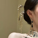 He Jiagong Nancheng Haori National Style New Chinese Style Pearl Golden Tassel Step Hairpin Hair Accessory Feminine U-shaped Hair Imitation Pearl Tassel Hairpin Single A10-202