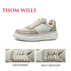 THOM WILLS【女鞋】冰裂纹厚底板鞋女增高真皮透气休闲运动小白鞋trainer 卡其冰裂纹WG841 (织物内里) 38 /6码