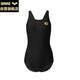 阿瑞娜连体无袖三角泳衣抗氯显瘦遮肚弹力舒适面料专业运动游泳衣黑