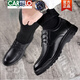 Zapatos de cartelo para hombres zapatos de cuero para hombres de primavera zapatos casuales de cuero de cuero genuino de cuero de mediana edad hombres 6627 negro altura interior 40
