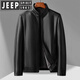 JEEP SPIRIT dad winter leather jacket middle-aged men's stand-up collar plus velvet leather jacket middle-aged and elderly casual thickened warm coat top brown fur collar 180 weight 130-150 Jin Jin is equal to 0.5 kg