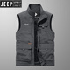 JEEP SPIRIT吉普马甲男春夏新款中年宽松大码户外速干透气多口袋定制钓鱼外套 卡其色 XL