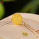 Yuzhi 18K gold natural ore Russian material chicken fat yellow beeswax round beads transfer beads amber necklace with certificate 18K gold beeswax pendant round beads 14-15mm 1- 2 grams