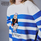 Teenie Weenie Bear Early Spring Fashion College Style Casual Short Striped Trined Pull Coumor Couleur de contraste 165 / m