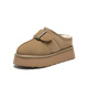 Bestou Winter New Style Plüsch Leder Schneestiefel warme Birkenstock -Hausschuhe Dicke Sohle Frauenpelz Schuhe CD719DH3 BROW 36