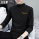 JEEP SPIRIT pure cotton half turtleneck base shirt men's long-sleeved T-shirt solid color middle collar spring and autumn new men's T-shirt outer top 6187 charcoal gray XL [Suggested 130-145 Jin [Jin equals 0.5 kg]]