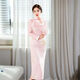 NUKM加绒加厚旗袍2025年新款秋冬季年轻款改良复古长袖长款女粉色保暖 719浅蓝 L 建议100-110斤