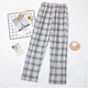 Nanjiren 100% cotton men's pajama pants men's plaid trousers large size can be worn outside loose casual home pants