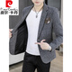 皮尔卡丹（pierre cardin）春秋季2025新款休闲西服男士韩版修身男装上衣单西青年小西装外套 咖啡色 M 90-105斤