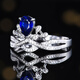 HEEKAIYI Royal Sapphire Ring Women's 18K Diamond Ring Luxury Chinese Valentine's Day Birthday Gift for Wife and Girlfriend Selected Royal Sapphire Ring 0.74ct 18K Gold Inlaid