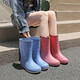 Women's new Japanese women's rain boots fashionable outside anti-slip water shoes Internet celebrity same versatile waterproof rain boots JD313 medium tube-khaki 39-40