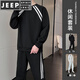 JEEP SPIRIT男士休闲运动服套装2025新款春秋季圆领长袖卫衣男装搭配帅气一套 9230花白灰 3XL