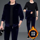 Woodpecker's new middle-aged cardigan sportswear Spring and Autumn Gold Velvet Men's Large Size Three-Piece Set Winter Warm Gold Minky Velvet Casual Set Blue 6187 Spring and Autumn Spring and Autumn Style Long Sleeves XL [Suggested 125-145Jin [Jin equals 0.5 kg]]