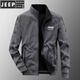 JEEP SPIRIT jacket men's spring and autumn stand collar loose double-sided wear winter youth middle-aged business jacket with cotton jacket 9866 dark gray plus cotton style [upgrade version] 2XL (recommended 145-160Jin [Jin equals 0.5 kg])