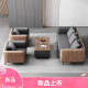 Shengyan Family 2024 New Boss Manager Supervisor Office Reception Area Reception Negotiation Wood Grain Office Sofa Coffee Table Combination 1+1+3 Sofa (Dark Gray) Thickened Western Leather