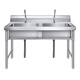 304 stainless steel vegetable sink commercial thawing three buckets hotel sink simple laundry pool school three sinks 2 pools double pool 120X60X80cm06 thick