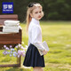 罗蒙女童衬衫长袖白色打底衬衣小学生幼儿园毕业校园服饰演出 蕾丝150