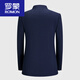 Luo Meng Men's Chinese tunic suit for young men, slim-fitting Chinese stand-collar suit, Tang suit, stretch fabric, Chinese style two-piece suit HD5396723 royal blue top + pants 185C
