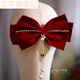 Chuangjingyi chooses a new red velvet bow hair clip simple atmospheric bride toast dress headdress engagement dress hair accessories retro simple tassel bow + 4# necklace + ear needle