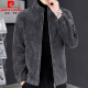 Pierre Cardin hooded lambswool jacket men's autumn and winter young and middle-aged fur integrated sheep shear trend fur light luxury men 8303 gray XL