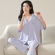 
Catman Modal pajamas for women in spring and summer cardigans for short-sleeved trousers large size women's thin home clothing suits can be worn outside 12109 M (recommended weight is 90-100 Jin [Jin equals 0.5 kg])