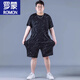 Romon Ice Silk Sports Traje para hombres Summer de gran tamaño de tamaño delgado de estilo de estilo rápido para hombres Fat Fat Plus Fat Plus Flow Short Sleas Z829 Negro de alta calidad Traje de seda de hielo 2XL recomendado 140-160Jin [Jin equivale a 0.5 kg]