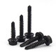 Jinchao 410/304 stainless steel outer hexagon black 316 drill tail screw self-tapping self-drilling color steel tile dovetail screw nail M4.8*63 (10 pieces) black 410