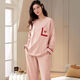 Cotton pajamas for women in spring and autumn new style pit strip round neck pullover long sleeve trousers home suit can be worn outside MXL-ZWF9923 XXL code-suggested 120-140Jin [Jin equals 0.5 kg]