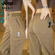 
JEEP SPIRIT Tennis casual pants men's versatile loose breathable wide-leg pants men's summer ice silk floor straight pants 1048 gray 3XL