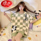 
Langsha 2025 summer pajamas for women pure cotton short sleeve shorts suit cartoon thin fat MM plus size can wear pajamas outside 694 Kapibala + 679 Green Dinosaur M [suggested 80-98 Jin [Jin equals 0.5 kg]] All size