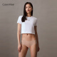 
Calvin Klein underwear for women two-padded ck markless cotton crotch anti-pinch hip half hip boxer underwear for women QP1049O 6XY-space black/meat color 2 M