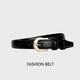 Sharon Duo thin belt for women, retro Hong Kong style pin buckle belt, women's decorative jeans belt, student military training, no punching, black 105*1.8cm